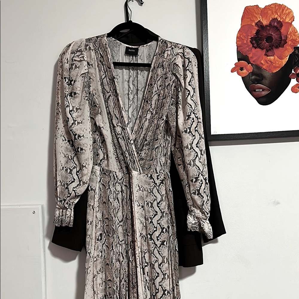 Silver Maxi Gown with Tie Front and Bishop Sleeves
